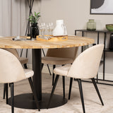 Kruhový stůl Cirebon - 140 cm - Teak / Black + Velvet Matstol - Svart / Créme _4