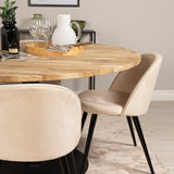Kruhový stůl Cirebon - 140 cm - Teak / Black + Velvet Matstol - Svart / Créme _4