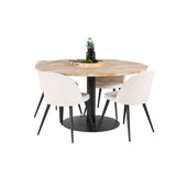 Kruhový stůl Cirebon - 140 cm - Teak / Black + Velvet Matstol - Svart / Créme _4