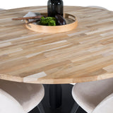 Kruhový stůl Cirebon - 140 cm - Teak / Black + Velvet Matstol - Svart / Créme _4