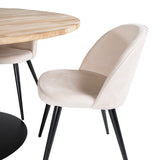 Kruhový stůl Cirebon - 140 cm - Teak / Black + Velvet Matstol - Svart / Créme _4