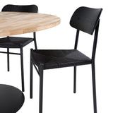 Kruhový stůl Cirebon - 140 cm - Teak / Černá + Jídelní židle Polly - Černá / Černá _4