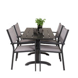 Denver Café Table 120*70 – Black Alu / Black Aintwood+Copacabana Chair Chair (stac