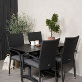 Denver Café Table 120*70 - Black Alu / Black Aintwood + křeslo Anna (stohovatelné)