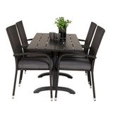 Denver Café Table 120*70 - Black Alu / Black Aintwood + křeslo Anna (stohovatelné)