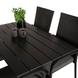 Denver Café Table 120*70 - Black Alu / Black Aintwood + křeslo Anna (stohovatelné)