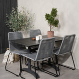 Denver Café Table 120*70 - Black Alu / Black Aintwood+Lindos Jídelní židle - Blac