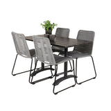 Denver Café Table 120*70 - Black Alu / Black Aintwood+Lindos Jídelní židle - Blac