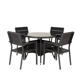 Jídelní stůl Volta - Černý - ø90+Levels židle (stohovatelné) - Černá Alu / Black Ai