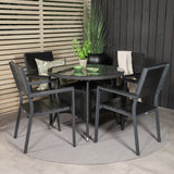 Jídelní stůl Volta - Černý - ø90+Levels židle (stohovatelné) - Černá Alu / Black Ai