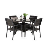 Jídelní stůl Volta - Černý - ø90+Levels židle (stohovatelné) - Černá Alu / Black Ai