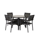 Stůl Volta ø 90 – černá/sklo – stohovací židle Copacabana – černá/černá 4