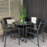 Stůl Volta ø 90 – černá/sklo – stohovací židle Copacabana – černá/černá 4