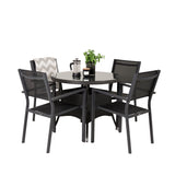 Stůl Volta ø 90 – černá/sklo – stohovací židle Copacabana – černá/černá 4