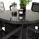 Stůl Volta ø 90 – černá/sklo – stohovací židle Copacabana – černá/černá 4