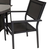 Stůl Volta ø 90 – černá/sklo – stohovací židle Copacabana – černá/černá 4