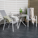 Parma cafébord ø90 - Bílá Alu / Šedá Aintwood+Copacabana Polohovací křeslo (stohovatelné) - Bílá Alu / Šedá Textilene_2