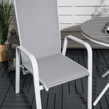 Parma cafébord ø90 - Bílá Alu / Šedá Aintwood+Copacabana Polohovací křeslo (stohovatelné) - Bílá Alu / Šedá Textilene_2