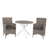 Parma cafébord ø90 - Bílá Alu / šedá Aintwood+Malin křeslo s polštářem - šedá / šedá cushion_2