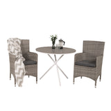 Parma cafébord ø90 - Bílá Alu / šedá Aintwood+Malin křeslo s polštářem - šedá / šedá cushion_2