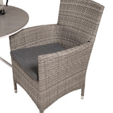 Parma cafébord ø90 - Bílá Alu / šedá Aintwood+Malin křeslo s polštářem - šedá / šedá cushion_2