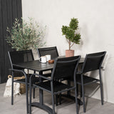 Denver Café Table 120*70 - Černá Alu / Černá Aintwood+Santorini křeslo (stohovatelné) - Černá alu / Černá Textilene_4