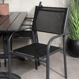 Denver Café Table 120*70 - Černá Alu / Černá Aintwood+Santorini křeslo (stohovatelné) - Černá alu / Černá Textilene_4