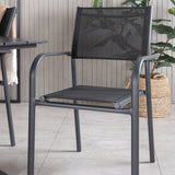 Denver Café Table 120*70 - Černá Alu / Černá Aintwood+Santorini křeslo (stohovatelné) - Černá alu / Černá Textilene_4