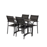 Denver Café Table 120*70 - Černá Alu / Černá Aintwood+Santorini křeslo (stohovatelné) - Černá alu / Černá Textilene_4