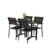 Denver Café Table 120*70 - Černá Alu / Černá Aintwood+Santorini křeslo (stohovatelné) - Černá alu / Černá Textilene_4