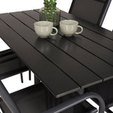 Denver Café Table 120*70 - Černá Alu / Černá Aintwood+Santorini křeslo (stohovatelné) - Černá alu / Černá Textilene_4