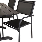 Denver Café Table 120*70 - Černá Alu / Černá Aintwood+Santorini křeslo (stohovatelné) - Černá alu / Černá Textilene_4