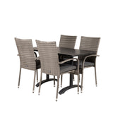 Denver Café Table 120*70 - Black Alu / Black Aintwood+Anna Arm Chair (stohovatelné) - Grey_4