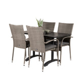 Denver Café Table 120*70 - Black Alu / Black Aintwood+Anna Arm Chair (stohovatelné) - Grey_4