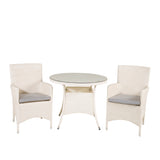 Jídelní stůl Volta - Bílý - ø90+Malin křeslo s polštářem - Bílý / Šedý polštář_2