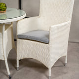 Jídelní stůl Volta - Bílý - ø90+Malin křeslo s polštářem - Bílý / Šedý polštář_2