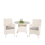 Jídelní stůl Volta - Bílý - ø90+Malin křeslo s polštářem - Bílý / Šedý polštář_2