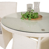 Jídelní stůl Volta - Bílý - ø90+Malin křeslo s polštářem - Bílý / Šedý polštář_2