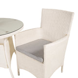 Jídelní stůl Volta - Bílý - ø90+Malin křeslo s polštářem - Bílý / Šedý polštář_2