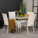 Jídelní stůl Volta - Bílá - ø90+křeslo Anna (stohovatelné) - Bílá_4