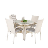 Jídelní stůl Volta - Bílá - ø90+křeslo Anna (stohovatelné) - Bílá_4