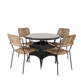 Jídelní stůl Volta - Černá - ø90+Lindos - Křeslo - Black Alu / Latte Rope_4