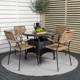 Jídelní stůl Volta - Černá - ø90+Lindos - Křeslo - Black Alu / Latte Rope_4