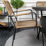 Jídelní stůl Volta - Černá - ø90+Lindos - Křeslo - Black Alu / Latte Rope_4