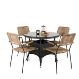 Jídelní stůl Volta - Černá - ø90+Lindos - Křeslo - Black Alu / Latte Rope_4