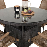 Jídelní stůl Volta - Černá - ø90+Lindos - Křeslo - Black Alu / Latte Rope_4