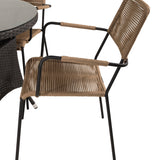 Jídelní stůl Volta - Černá - ø90+Lindos - Křeslo - Black Alu / Latte Rope_4