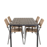 Jídelní stůl Break - 150*90 Black Alu / Black Aintwood +Lindos - Křeslo - Black Alu / Latte Rope_4