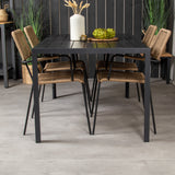 Jídelní stůl Break - 150*90 Black Alu / Black Aintwood +Lindos - Křeslo - Black Alu / Latte Rope_4