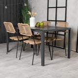 Jídelní stůl Break - 150*90 Black Alu / Black Aintwood +Lindos - Křeslo - Black Alu / Latte Rope_4